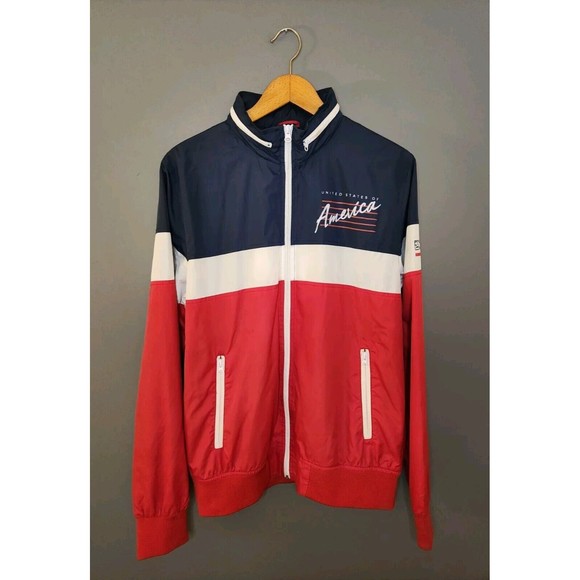 RSVLTS‎ Windbreaker Jacket Men's M Red White Blue Full Zip USA America Patriotic - Picture 1 of 10
